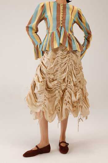 Shop_Cord_Ivory Linen Adele Pleated Skirt _Online_at_Aza_Fashions