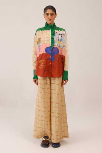 Buy_Cord_Multi Color Cambric High Neck Alma Loft Print Shirt _Online_at_Aza_Fashions