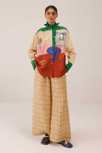 Cord_Multi Color Cambric High Neck Alma Loft Print Shirt _at_Aza_Fashions