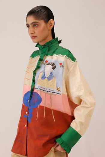 Buy_Cord_Multi Color Cambric High Neck Alma Loft Print Shirt 
