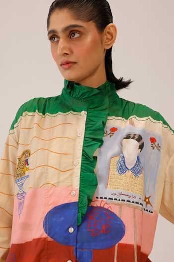 Shop_Cord_Multi Color Cambric High Neck Alma Loft Print Shirt 