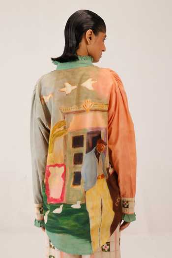Shop_Cord_Multi Color Cambric High Neck Alma Printed Shirt 