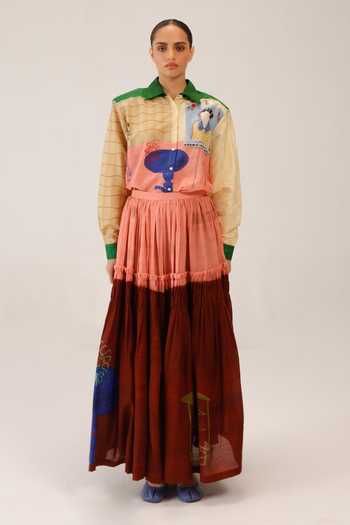 Buy_Cord_Multi Color Silk Collared Cleo Shirt _Online_at_Aza_Fashions
