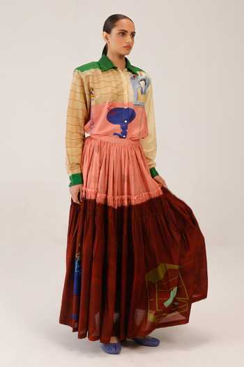Shop_Cord_Multi Color Silk Collared Cleo Shirt _Online_at_Aza_Fashions
