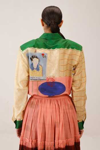 Shop_Cord_Multi Color Silk Collared Cleo Shirt _at_Aza_Fashions