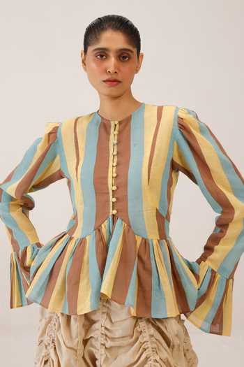 Buy_Cord_Multi Color Round Neck Jae Printed Top _at_Aza_Fashions
