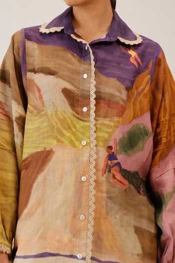 Buy_Cord_Multi Color Linen Lace Collared Moira Shirt 