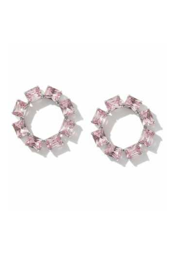 Shop_ESME_Pink Stones, Crystals Gemline Geometric Shaped Hoops _at_Aza_Fashions