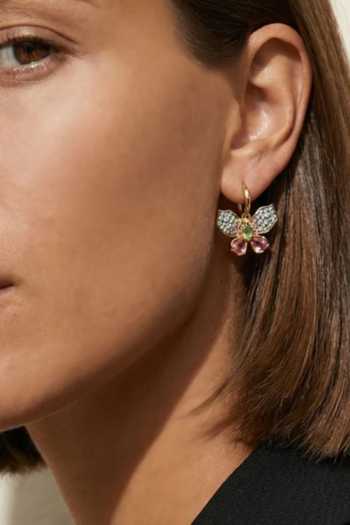 Buy_ESME_Multi Color Stones, Crystals Flutter Embellished Hoops _at_Aza_Fashions