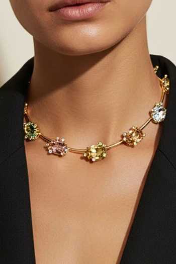 Buy_ESME_Multi Color Crystals Chroma Embellished Necklace _at_Aza_Fashions