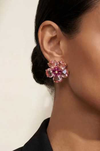 Buy_ESME_Pink Crystals Rosette Blaze Studs _at_Aza_Fashions