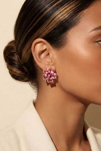 Buy_ESME_Pink Crystals Rosette Blaze Studs _Online_at_Aza_Fashions