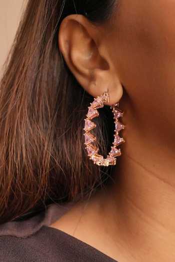ESME_Pink Crystals Prism Edge Hoops _Online_at_Aza_Fashions