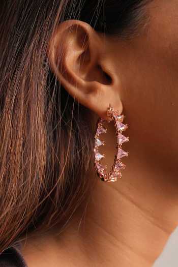 Buy_ESME_Pink Crystals Prism Edge Hoops _at_Aza_Fashions