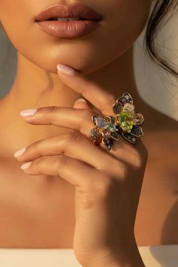 Buy_ESME_Multi Color Crystals The Kaliedo Cocktail Ring _Online_at_Aza_Fashions