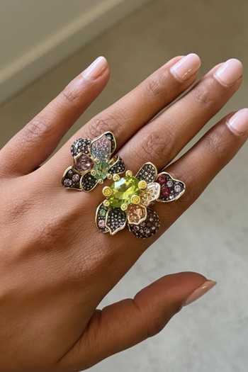 Buy_ESME_Multi Color Crystals The Kaliedo Cocktail Ring _at_Aza_Fashions