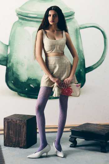 Buy_Paulmi And Harsh_Ivory Silk, Modal Embroidery Open Neck, Ohaaya Printed Jacket And Skorts Set _Online_at_Aza_Fashions