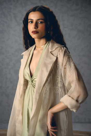 Shop_Paulmi And Harsh_Mint Organza Embroidery Shinju Jacket And Jumpsuit Set _Online_at_Aza_Fashions