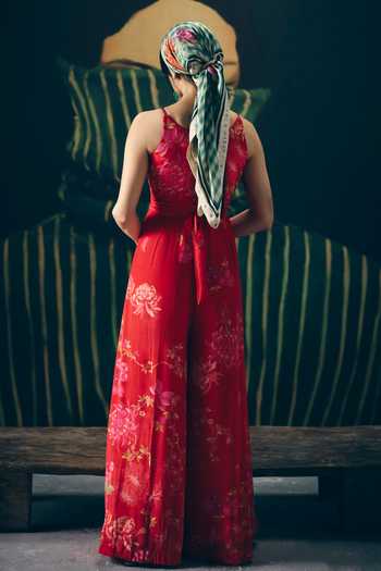 Shop_Paulmi And Harsh_Red Alaya Embroidered And Printed Jumpsuit _at_Aza_Fashions