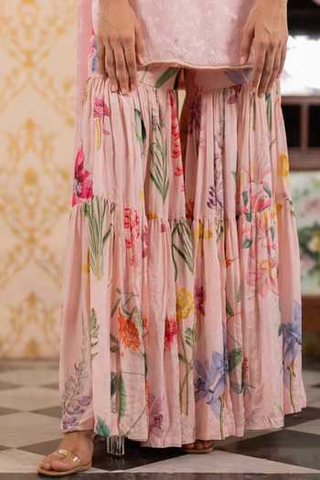 Buy_17:17 By Simmi Saboo_Pink Silk, Cotton Round Neck Kurta Set _Online_at_Aza_Fashions