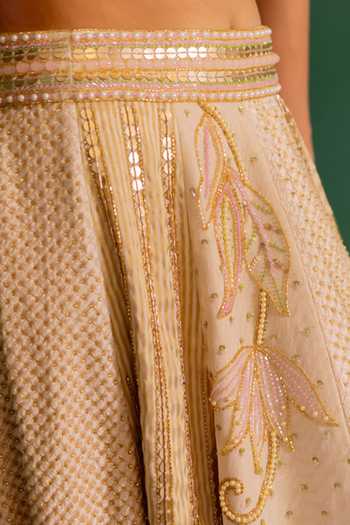 Buy_17:17 By Simmi Saboo_Ivory Embroidery, Sequins, Beads, Zari Panelled Lehenga Set _Online_at_Aza_Fashions