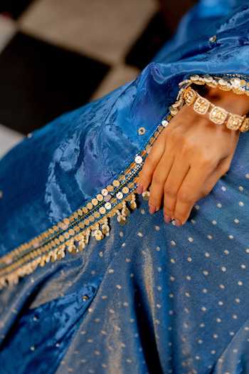 17:17 By Simmi Saboo_Blue Sequins, Embroidery Dotted Shimmer Lehenga Set _Online_at_Aza_Fashions