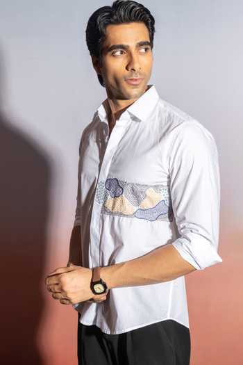 Buy_Heartistry by Anky_White Pure Cotton Embroidery The Prestige Elite Shirt _at_Aza_Fashions