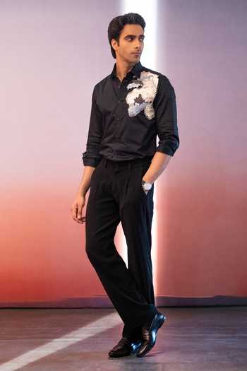 Buy_Heartistry by Anky_Black Pure Cotton Embroidery The Timeless Maestro Hand Shirt _Online_at_Aza_Fashions