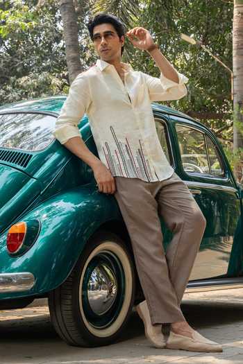 Shop_Heartistry by Anky_Cream Linen Embroidery Breeze Shirt _at_Aza_Fashions