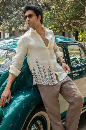 Heartistry by Anky_Cream Linen Embroidery Breeze Shirt _Online_at_Aza_Fashions