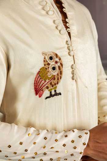 Buy_Heartistry by Anky_Off White Silk Embroidery, Zari Ivory Serenity Banarasi Kurta _Online_at_Aza_Fashions