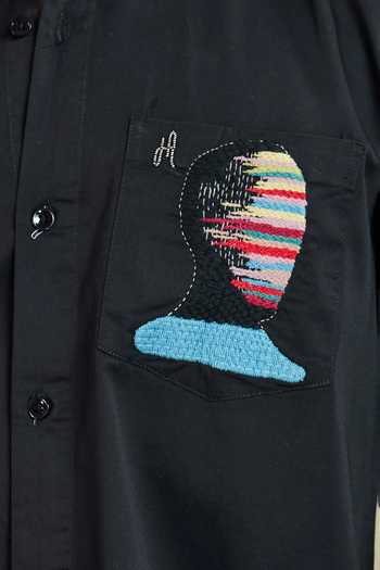 Heartistry by Anky_Black Pure Cotton Embroidery The Human Code Hand Shirt _Online_at_Aza_Fashions