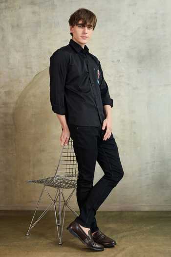 Shop_Heartistry by Anky_Black Pure Cotton Embroidery The Human Code Hand Shirt _at_Aza_Fashions
