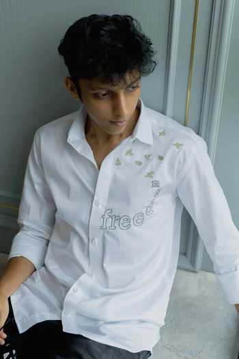 Shop_Heartistry by Anky_White Cotton Embroidery The Freedom Edit Shirt _at_Aza_Fashions