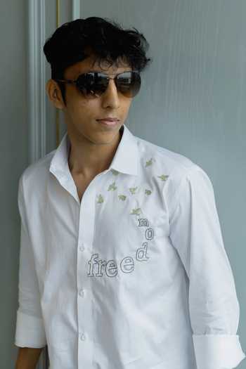 Heartistry by Anky_White Cotton Embroidery The Freedom Edit Shirt _Online_at_Aza_Fashions