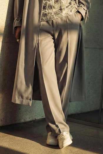 Nikita Mhaisalkar_Grey Luxe Suititng Jacket And Pant Set _Online_at_Aza_Fashions