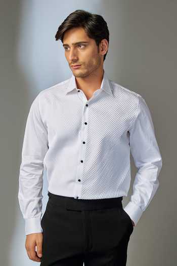 Buy_SALIL BHATIA_Ivory Cotton Pintuck Shirt _at_Aza_Fashions