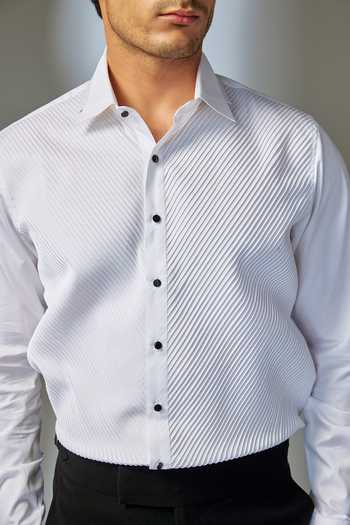 SALIL BHATIA_Ivory Cotton Pintuck Shirt _Online_at_Aza_Fashions