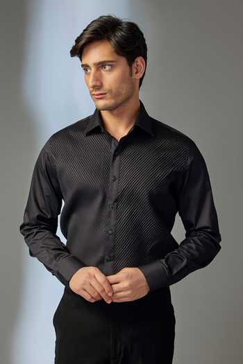 Buy_SALIL BHATIA_Black Cotton Pintuck Shirt _at_Aza_Fashions