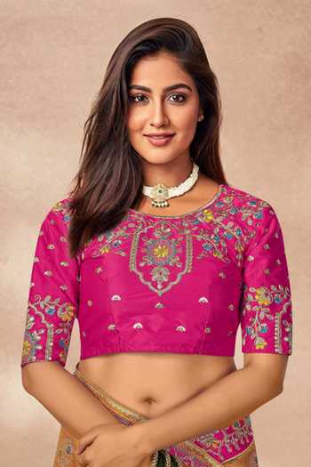 Buy_Khwaab By Sanjana Lakhani_Yellow Georgette, Silk Embroidery, Zari, Sequins Palatial Floral Woven Saree Set _Online_at_Aza_Fashions