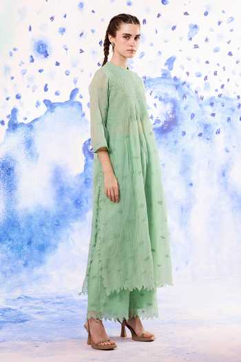 Buy_Ilk_Mint Silk, Muslin Embroidery Round Neck Canopy Midi Dress _Online_at_Aza_Fashions