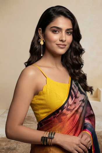 Shop_Satya Paul_Black Georgette, Satin Fire And Ice Printed Saree _Online_at_Aza_Fashions