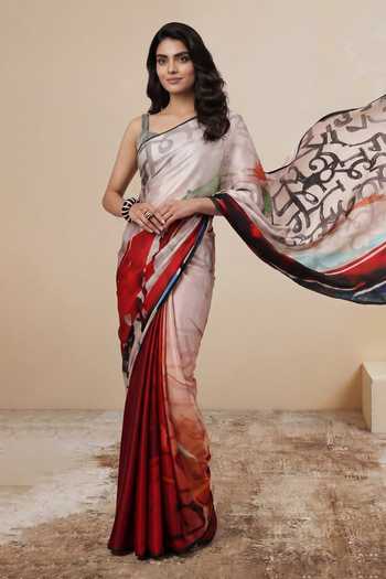 Buy_Satya Paul_White Georgette, Satin Calicut Calling Print Saree _Online_at_Aza_Fashions