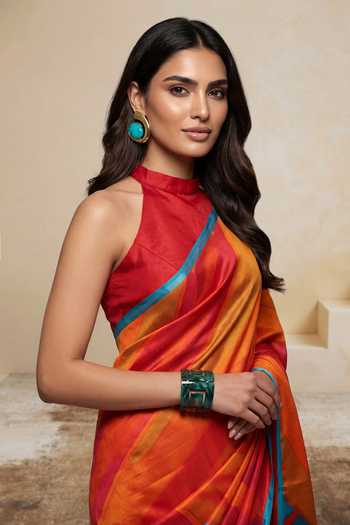 Buy_Satya Paul_Multi Color Georgette, Satin Strawberry On Toast Saree _Online_at_Aza_Fashions