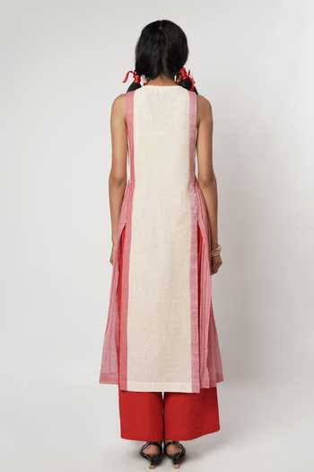 Shop_Shwetanga_Multicolor Cotton Embroidery Round Neck Naga Kurta And Pant Set _at_Aza_Fashions