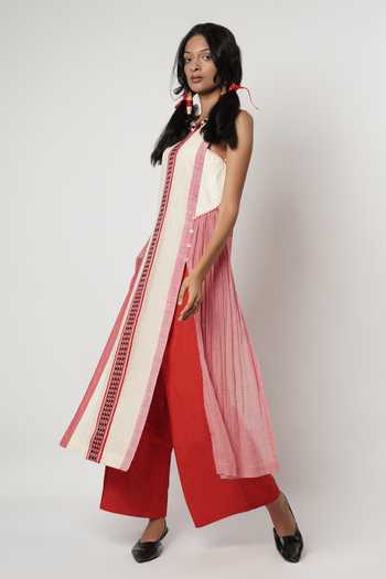 Buy_Shwetanga_Multicolor Cotton Embroidery Round Neck Naga Kurta And Pant Set _Online_at_Aza_Fashions