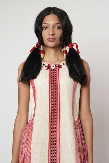 Shwetanga_Multicolor Cotton Embroidery Round Neck Naga Kurta And Pant Set _at_Aza_Fashions