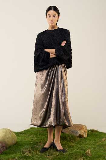 Buy_Ilk_Black Cotton Embroidery, Zari, Smocking Round Neck Twilight Smocked Jumper _Online_at_Aza_Fashions