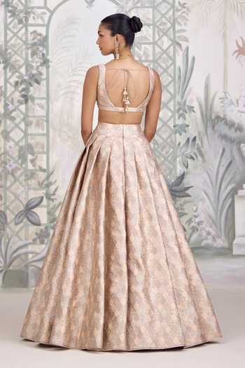 Shop_Shyam Narayan Prasad_Grey Silk, Organza, Brocade Embroidery Banarasi Lehenga Set _at_Aza_Fashions