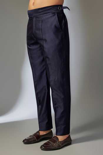 Buy_SALIL BHATIA_Navy Silk, Chanderi Embroidery, Sequins Embellished Sherwani Set _Online_at_Aza_Fashions